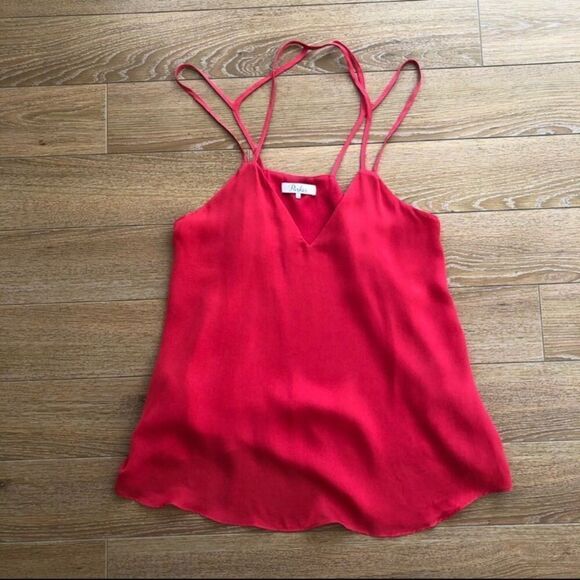 PARKER Knox 100% Silk Red/Orange Strappy Top - Picture 4 of 8